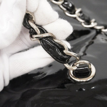 Chanel Chain Tote Patent Leather Black Silver — view 7