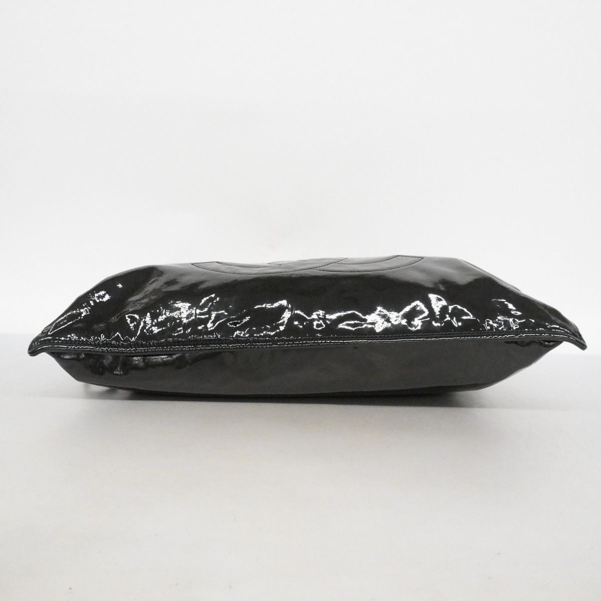 Chanel Chain Tote Patent Leather Black Silver — view 3