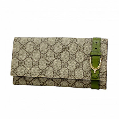 Gucci Wallet GG Supreme Brown Khaki Gold