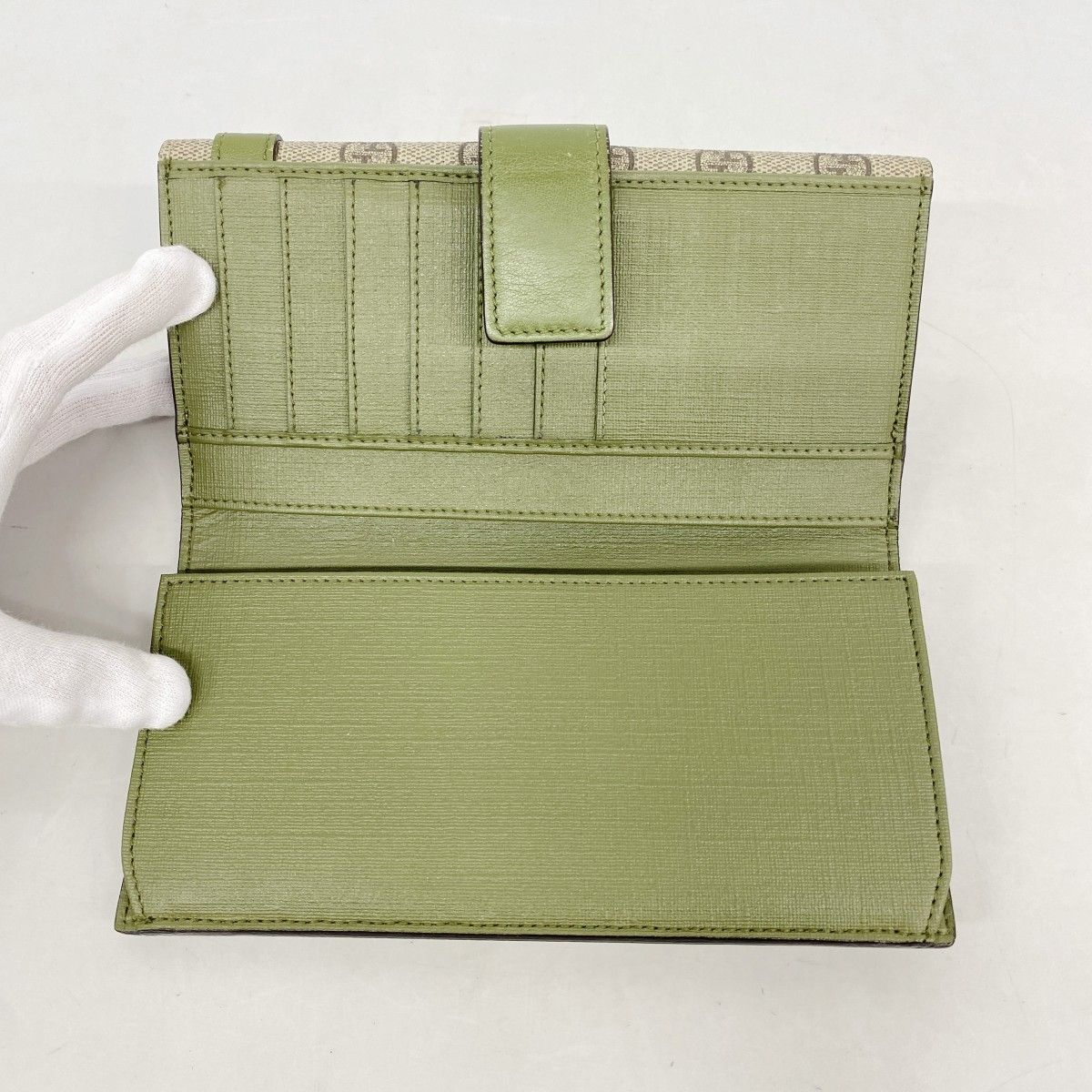Gucci Wallet GG Supreme Brown Khaki Gold — view 3