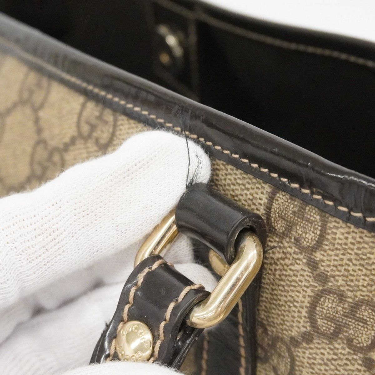 Gucci Tote GG Supreme Brown Gold — view 8