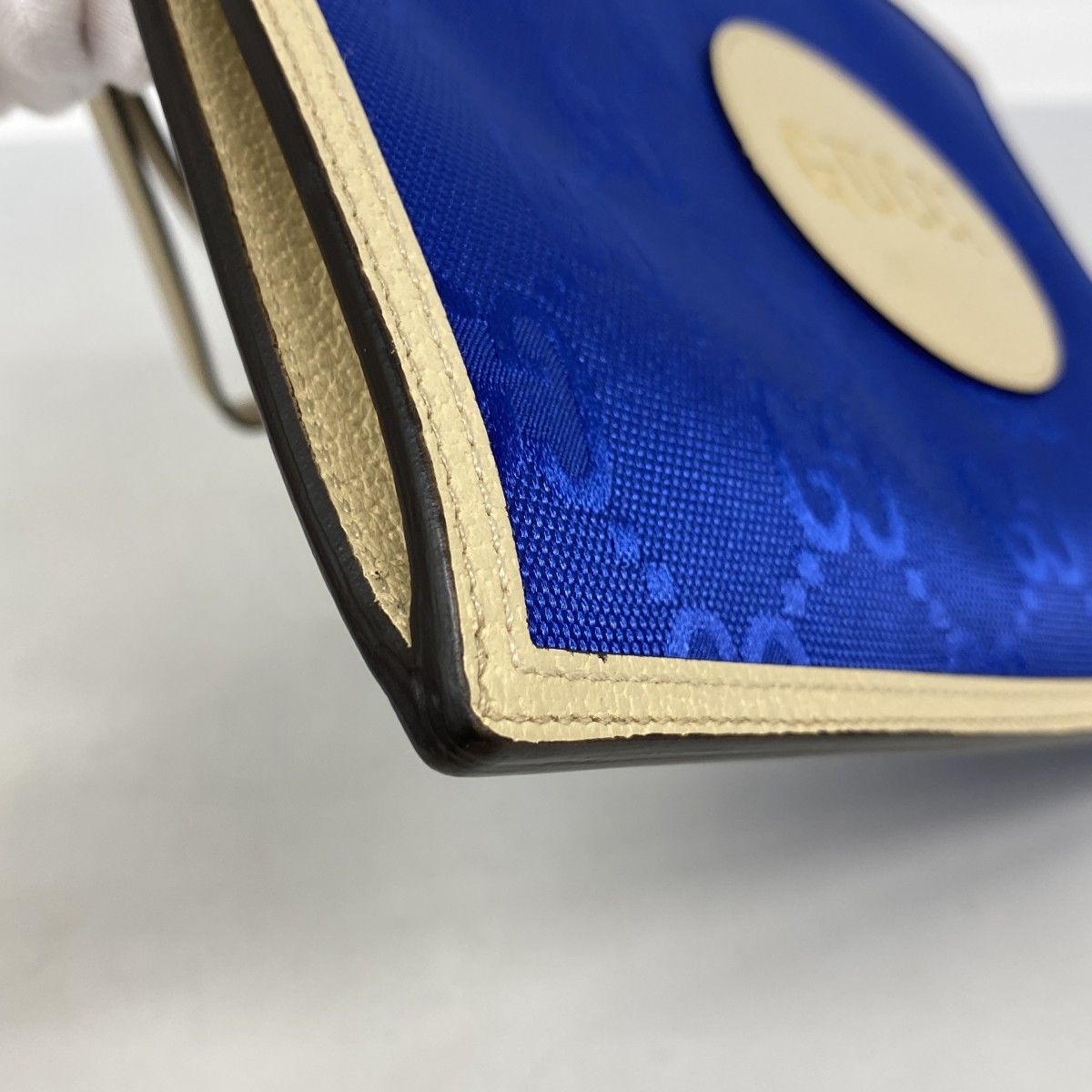 Gucci Clutch of the Grid Nylon Blue Beige Silver — view 7
