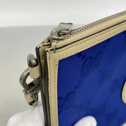Gucci Clutch of the Grid Nylon Blue Beige Silver — view 6