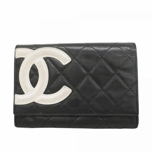 Chanel Wallet Cambon Lambskin Black Silver