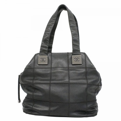 Chanel Handbag Choco Bar Caviar Leather Black Silver