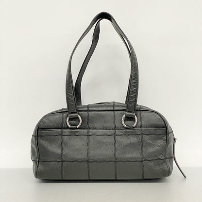 Chanel Shoulder Bag Choco Bar Leather Black Silver — view 9