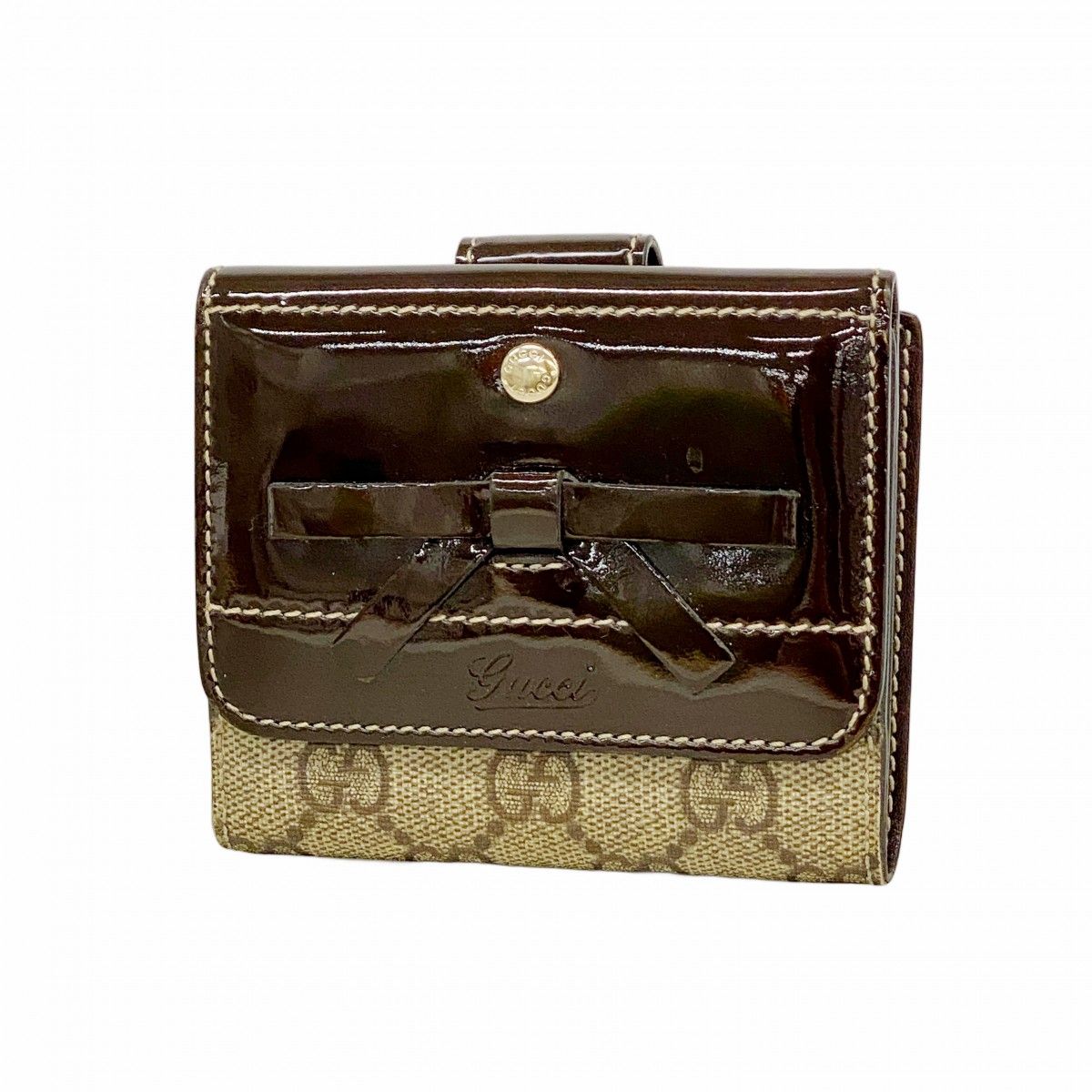 Gucci Wallet GG Supreme Brown Gold