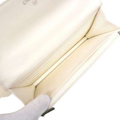 Chanel Shoulder Wallet Quilted Lambskin White Silver — view 4