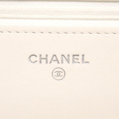 Chanel Shoulder Wallet Quilted Lambskin White Silver — view 5