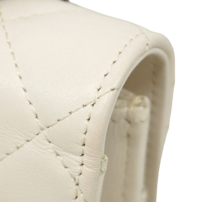 Chanel Shoulder Wallet Quilted Lambskin White Silver — view 7