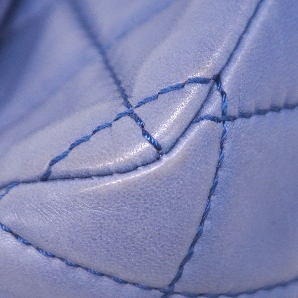 Chanel Shoulder Bag Quilted Lambskin Blue Silver — view 6