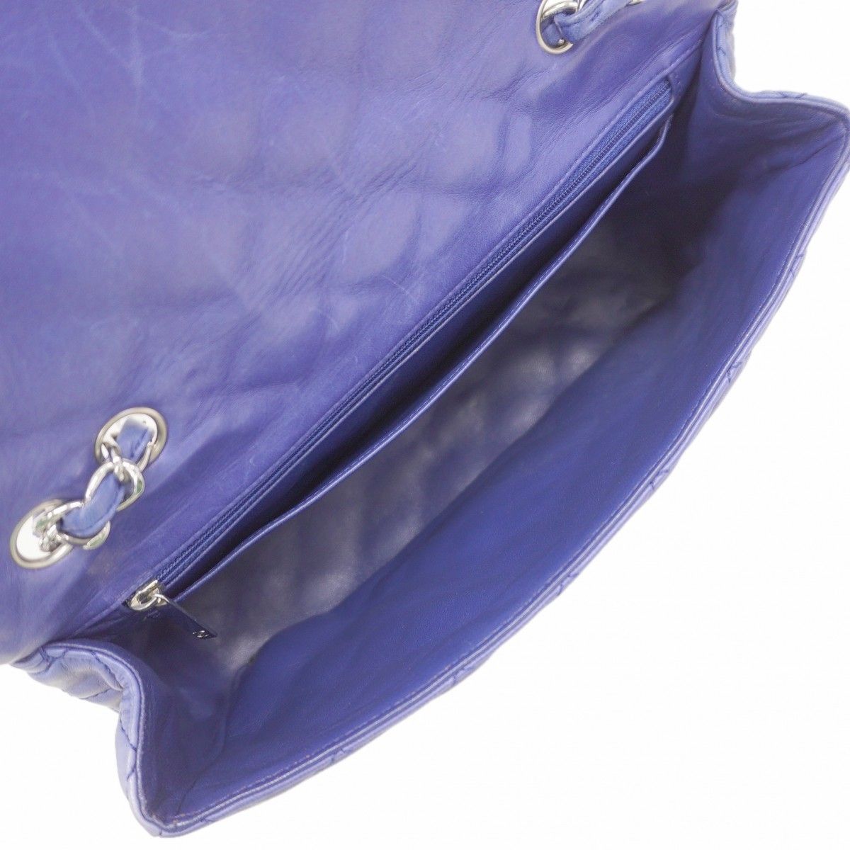 Chanel Shoulder Bag Quilted Lambskin Blue Silver — view 4