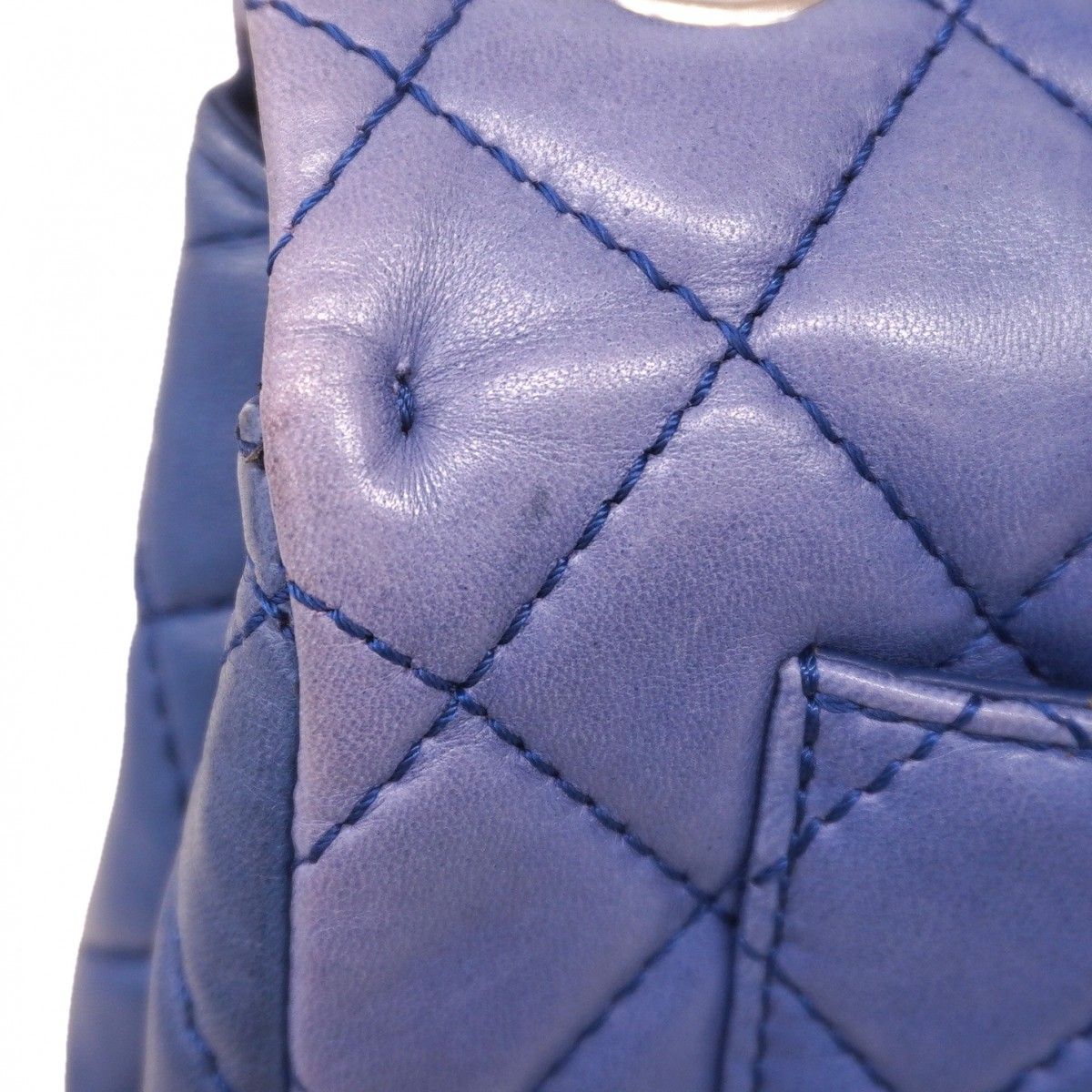 Chanel Shoulder Bag Quilted Lambskin Blue Silver — view 9