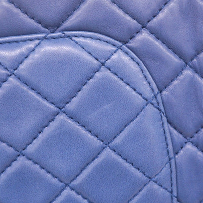 Chanel Shoulder Bag Quilted Lambskin Blue Silver — view 8