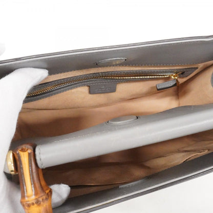 Gucci Handbag Bamboo Leather Gray Gold — view 4
