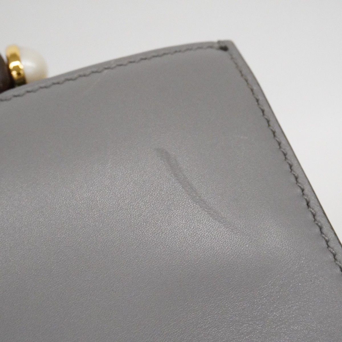 Gucci Handbag Bamboo Leather Gray Gold — view 8