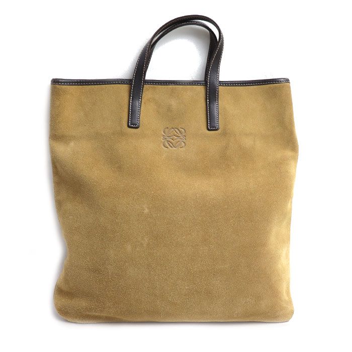 Loewe Anagram Suede Tote Beige Brown