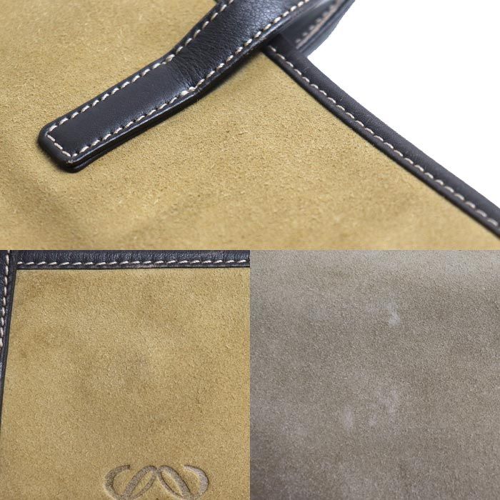 Loewe Anagram Suede Tote Beige Brown — view 8