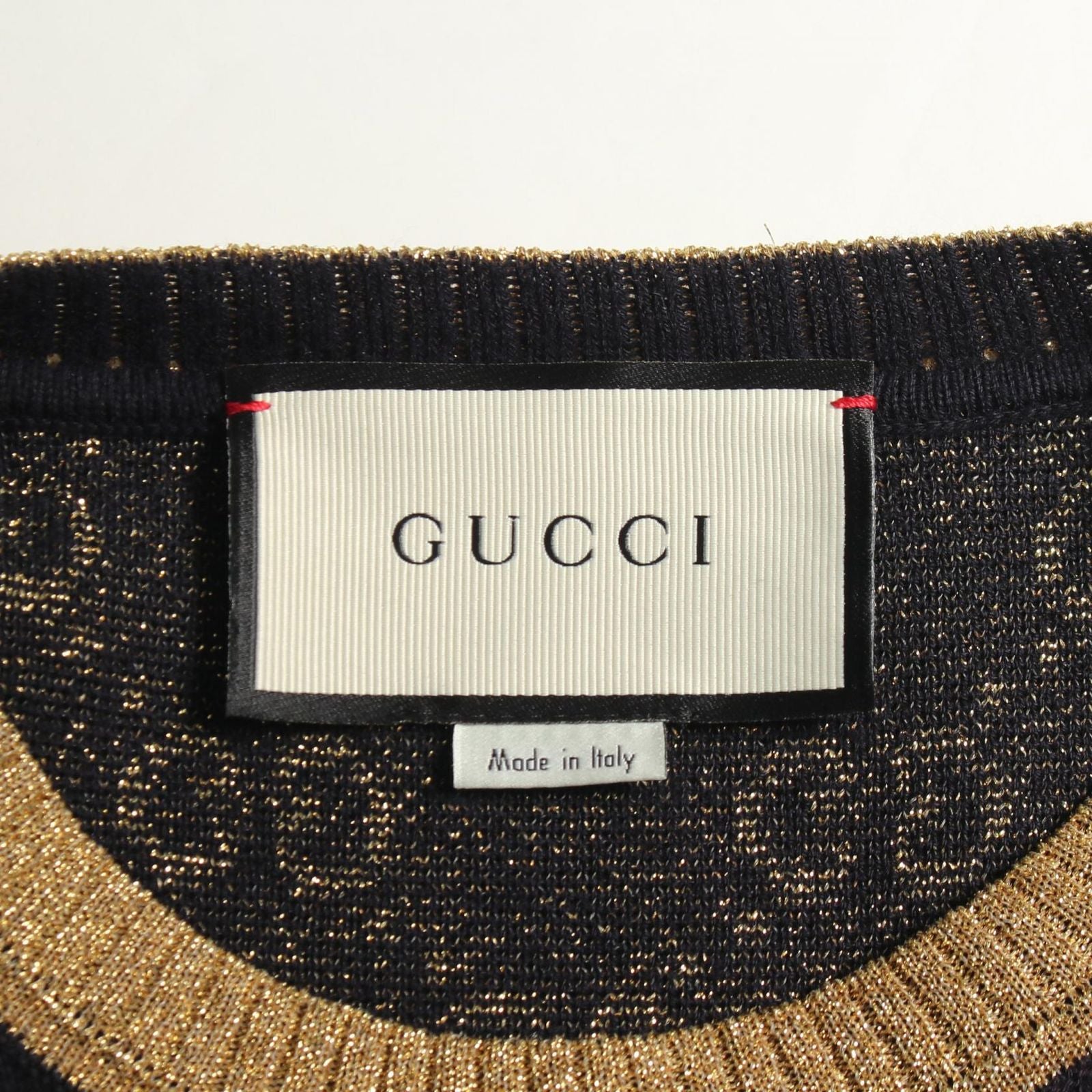 Gucci Knit GG Cotton Lame Short Sleeve Sweater — view 3