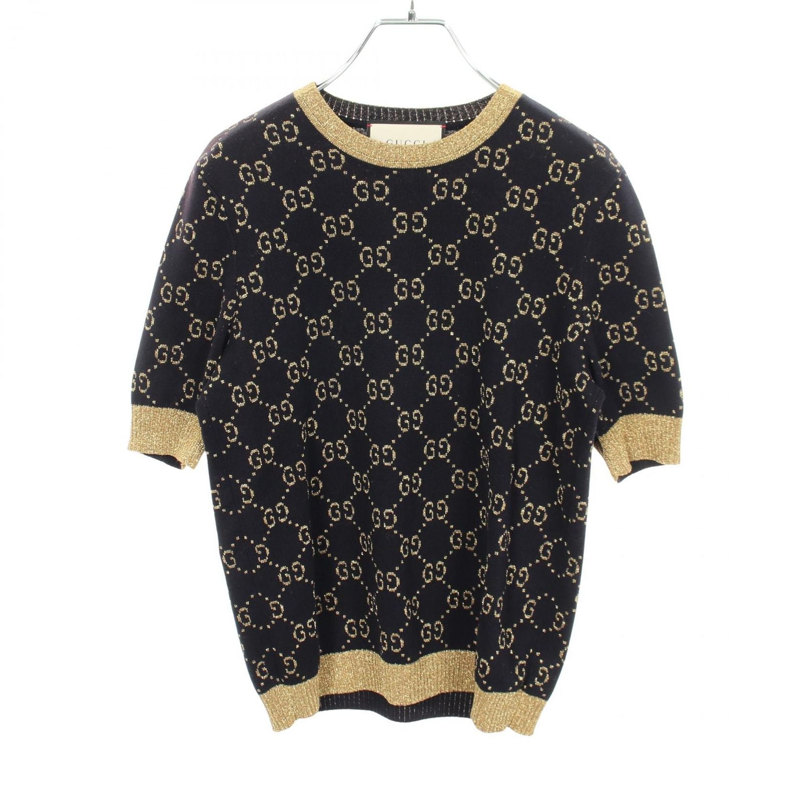 Gucci Knit GG Cotton Lame Short Sleeve Sweater