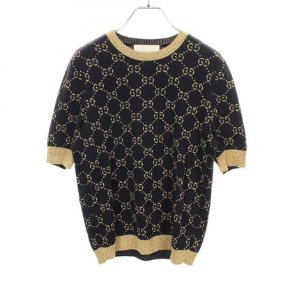 Gucci Knit GG Cotton Lame Short Sleeve Sweater