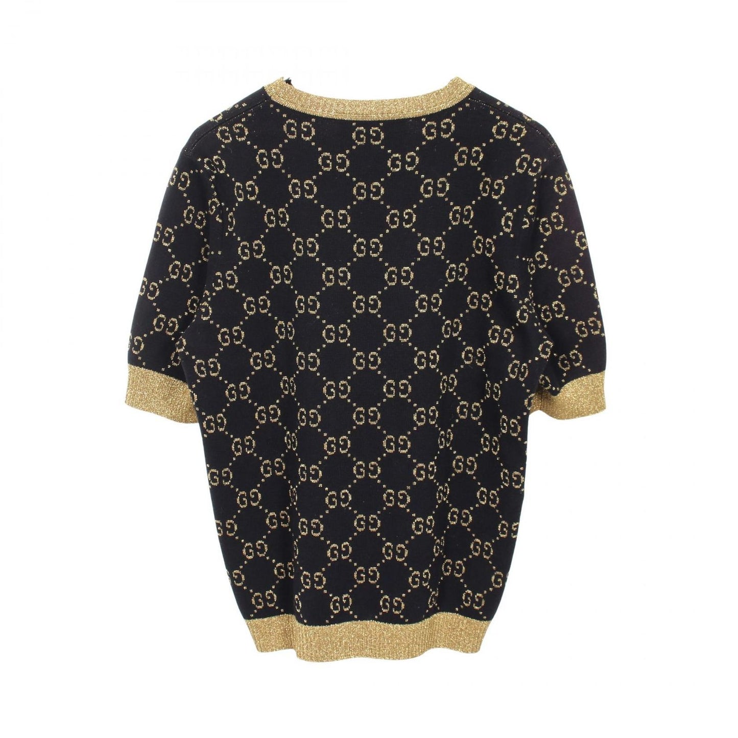 Gucci Knit GG Cotton Lame Short Sleeve Sweater — view 2