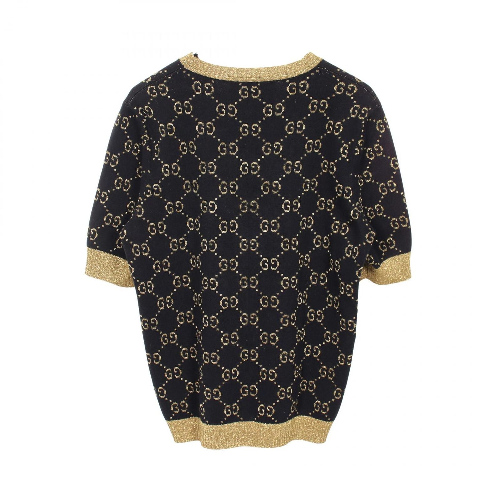 Gucci Knit GG Cotton Lame Short Sleeve Sweater — view 2