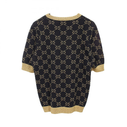 Gucci Knit GG Cotton Lame Short Sleeve Sweater — view 2