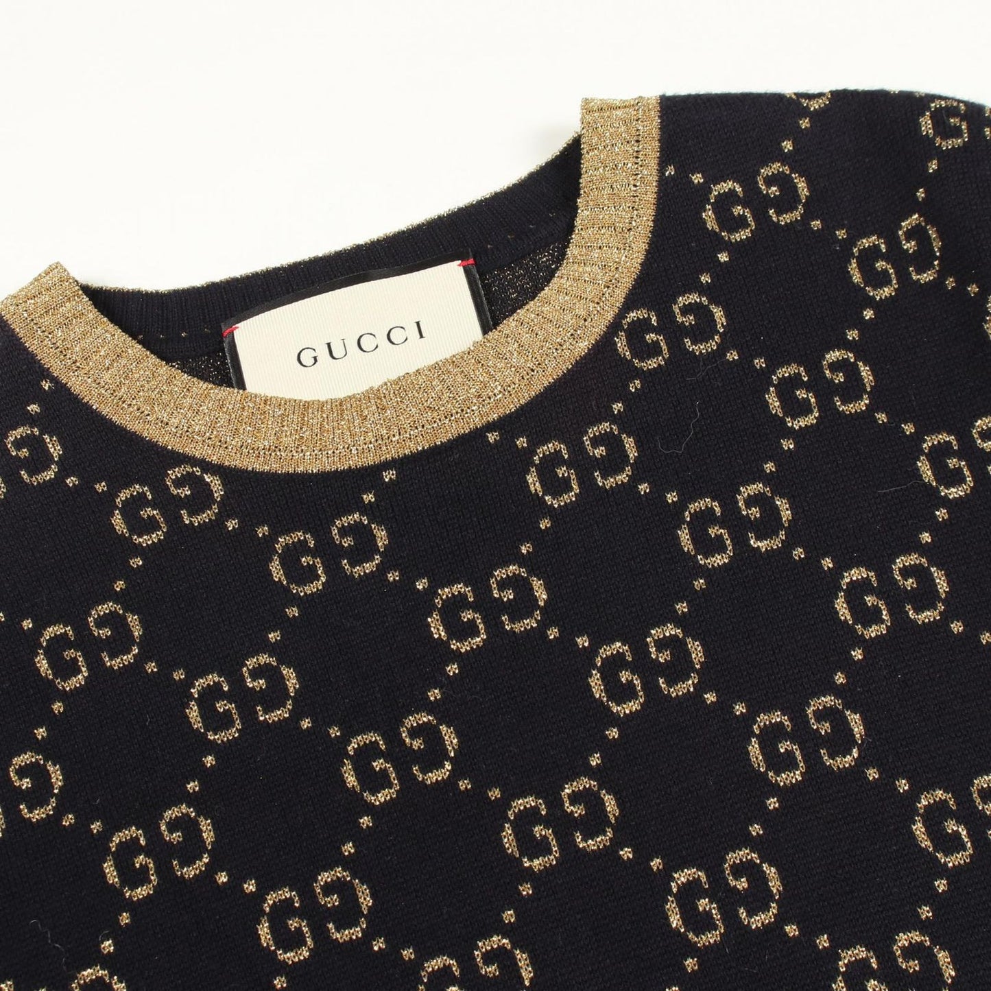Gucci Knit GG Cotton Lame Short Sleeve Sweater — view 5