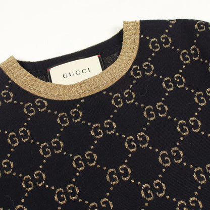 Gucci Knit GG Cotton Lame Short Sleeve Sweater — view 5