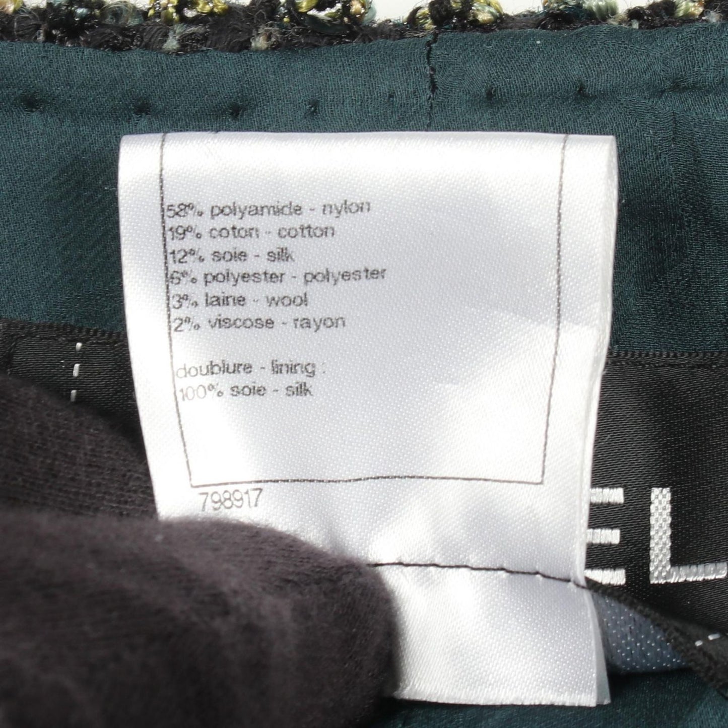 Chanel No Cala Jacket CC Logo Button Spangle le Twi-d Zip Up Nylon Silk s — view 4