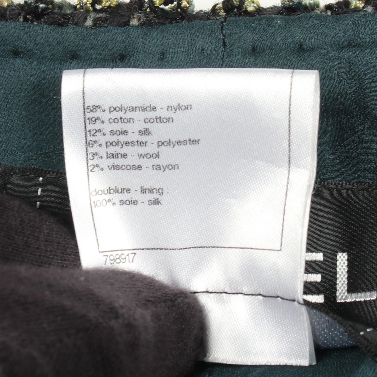Chanel No Cala Jacket CC Logo Button Spangle le Twi-d Zip Up Nylon Silk s — view 4