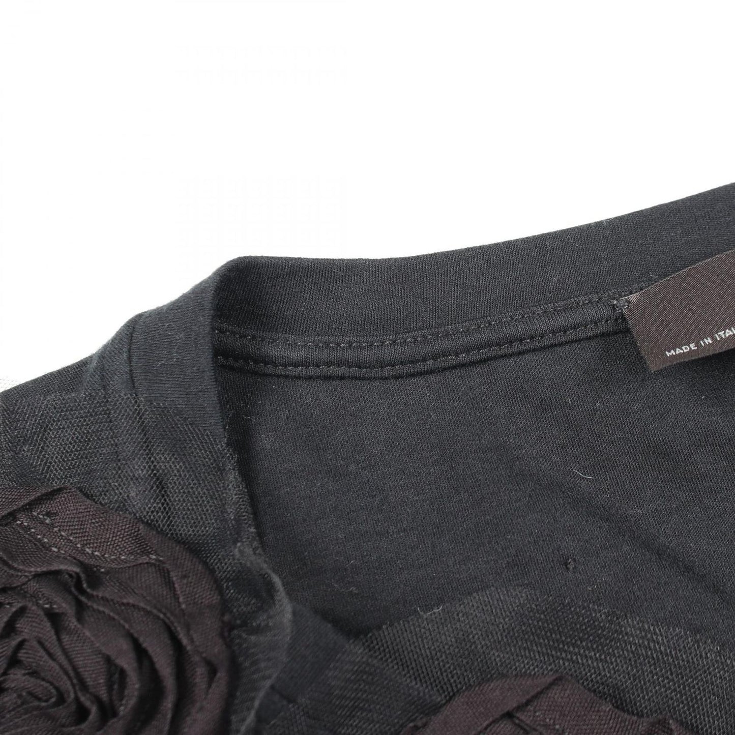 Fendi Short Sleeve T-Shirt Flower Less Black Cotton Suede — view 5