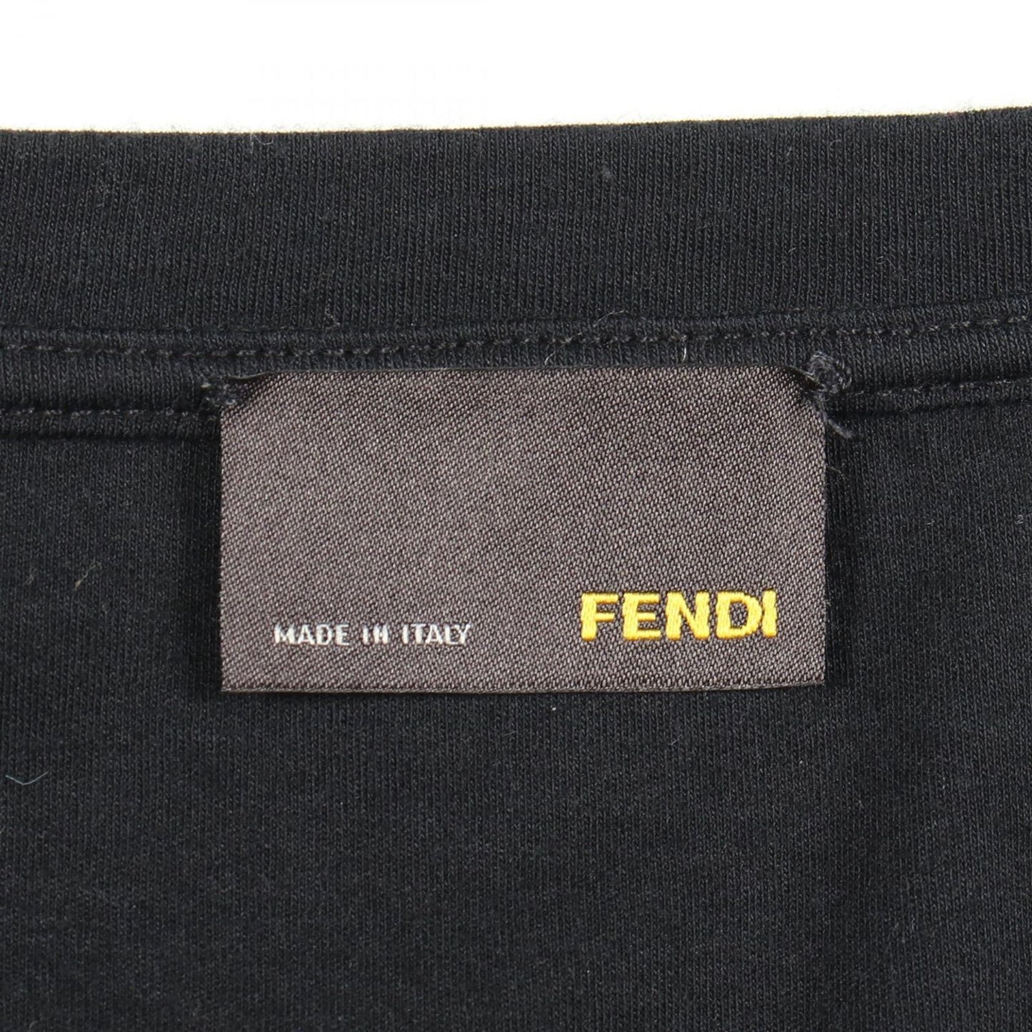 Fendi Short Sleeve T-Shirt Flower Less Black Cotton Suede — view 3