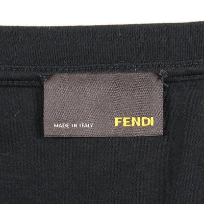 Fendi Short Sleeve T-Shirt Flower Less Black Cotton Suede — view 3