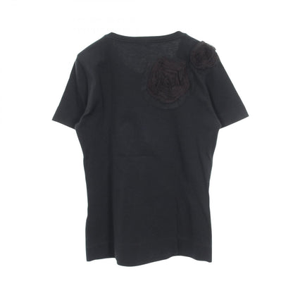 Fendi Short Sleeve T-Shirt Flower Less Black Cotton Suede — view 2