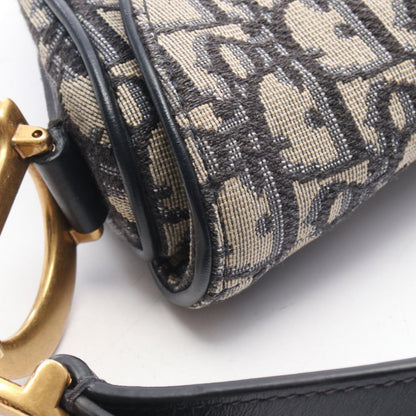Dior Handbag Saddle Oblique Navy Canvas Leather — view 8