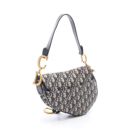 Dior Handbag Saddle Oblique Navy Canvas Leather — view 2