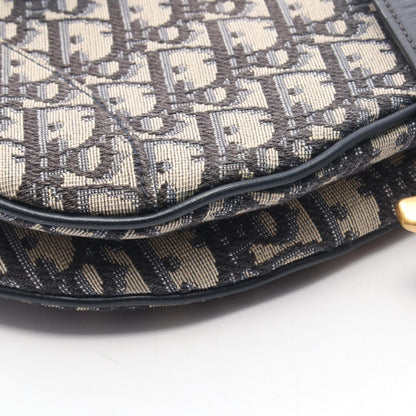 Dior Handbag Saddle Oblique Navy Canvas Leather — view 7