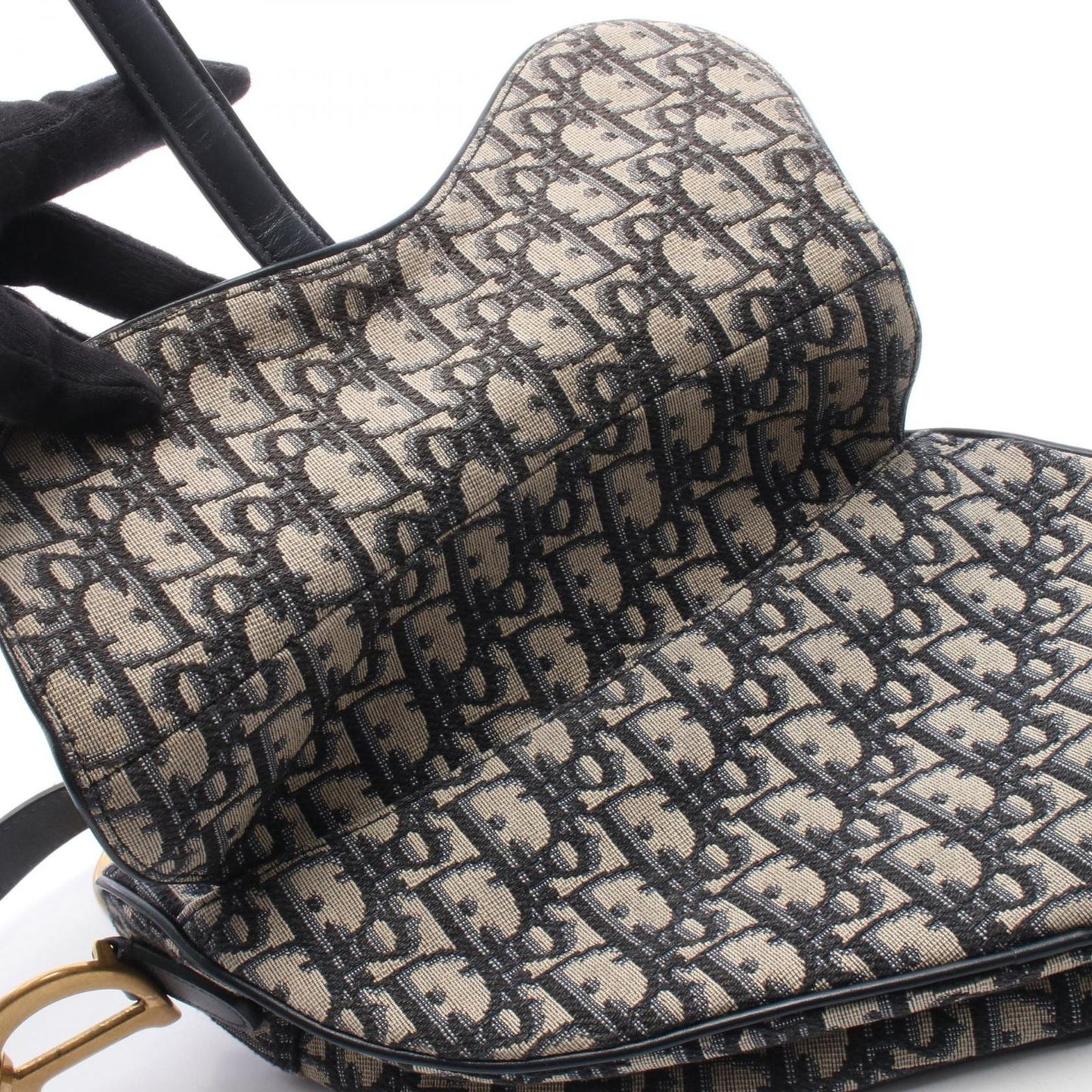 Dior Handbag Saddle Oblique Navy Canvas Leather — view 6