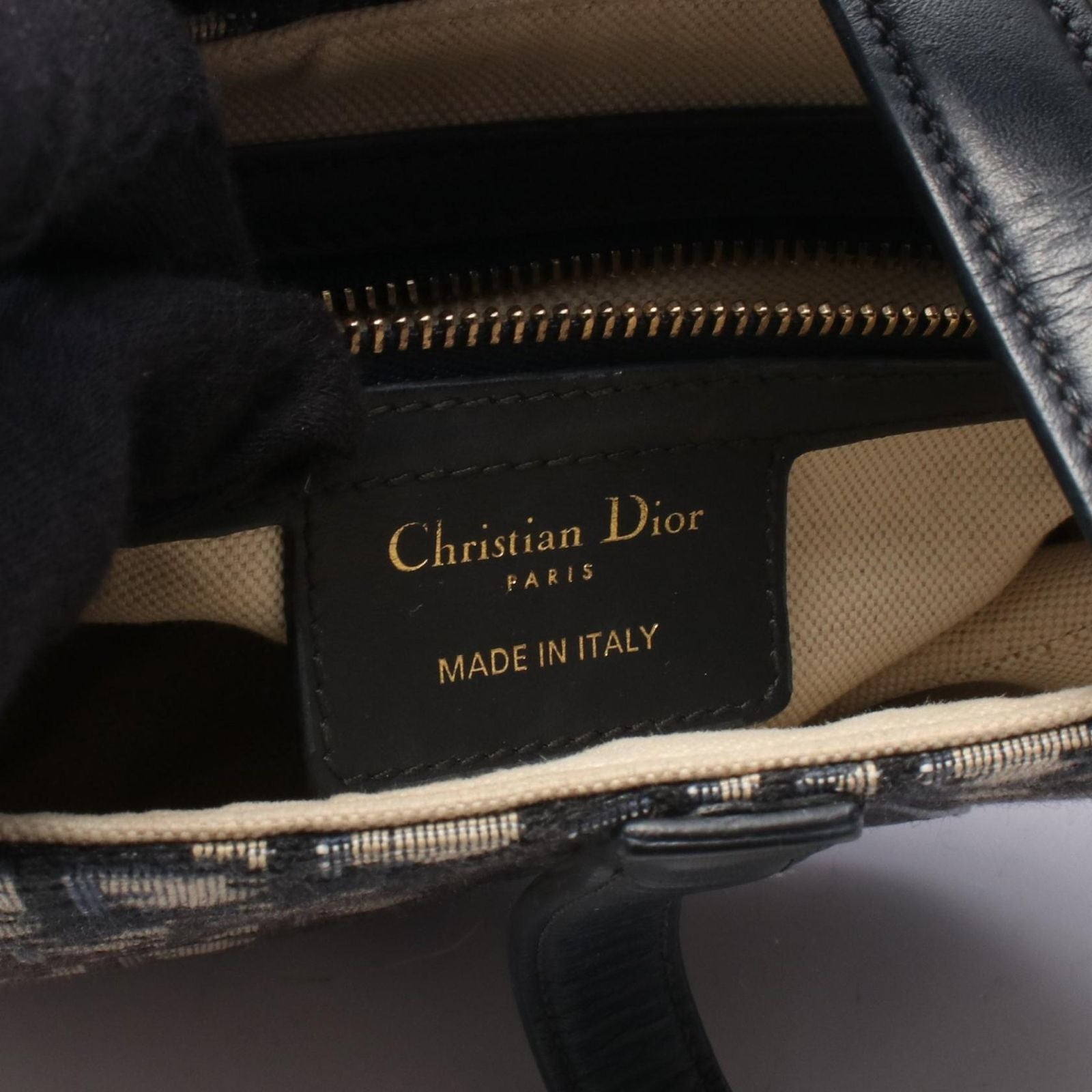 Dior Handbag Saddle Oblique Navy Canvas Leather — view 4