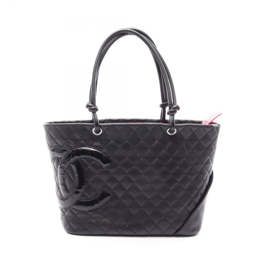 Chanel Tote Cambon Line la the Black Leather Patent the