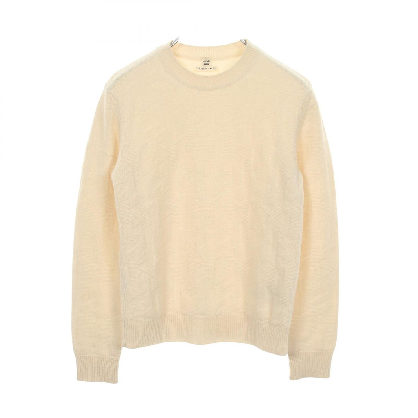 Hermes Knit Motif Fuchs Neck D4 White le Sweater