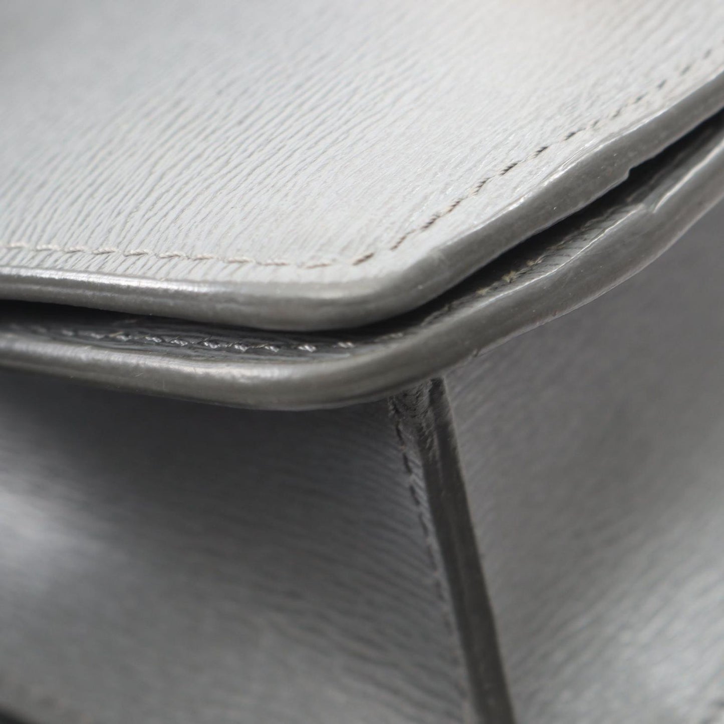 Celine Shoulder Bag Classic Box Gray Leather Box Small le — view 6