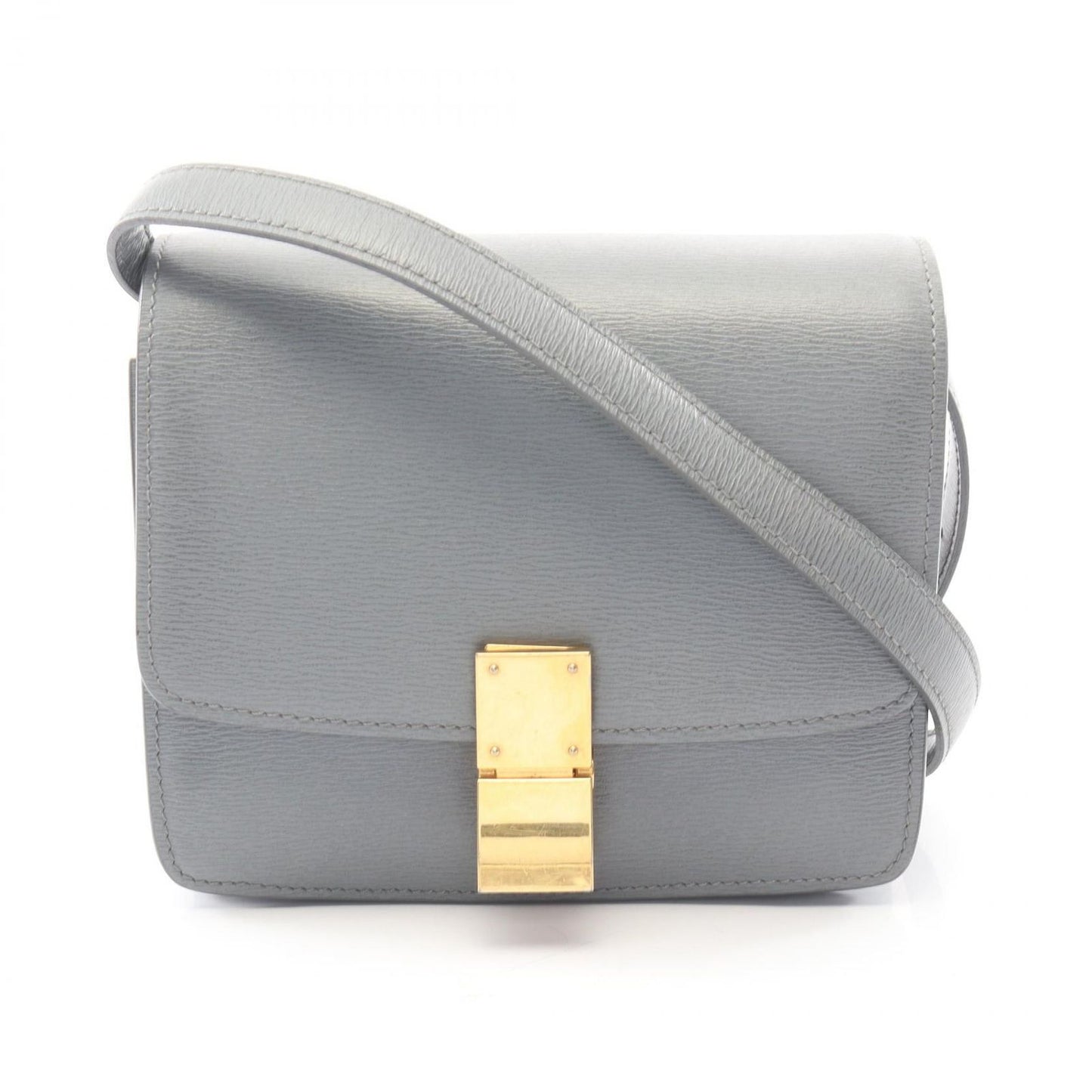 Celine Shoulder Bag Classic Box Gray Leather Box Small le