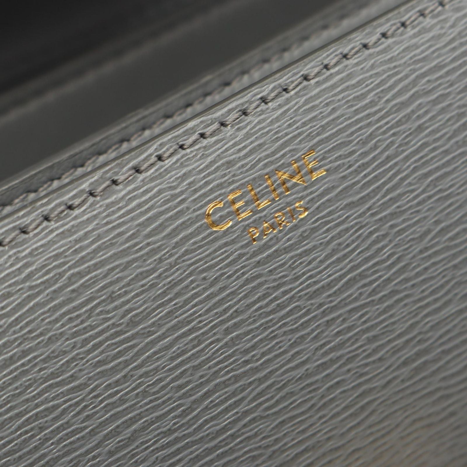 Celine Shoulder Bag Classic Box Gray Leather Box Small le — view 4