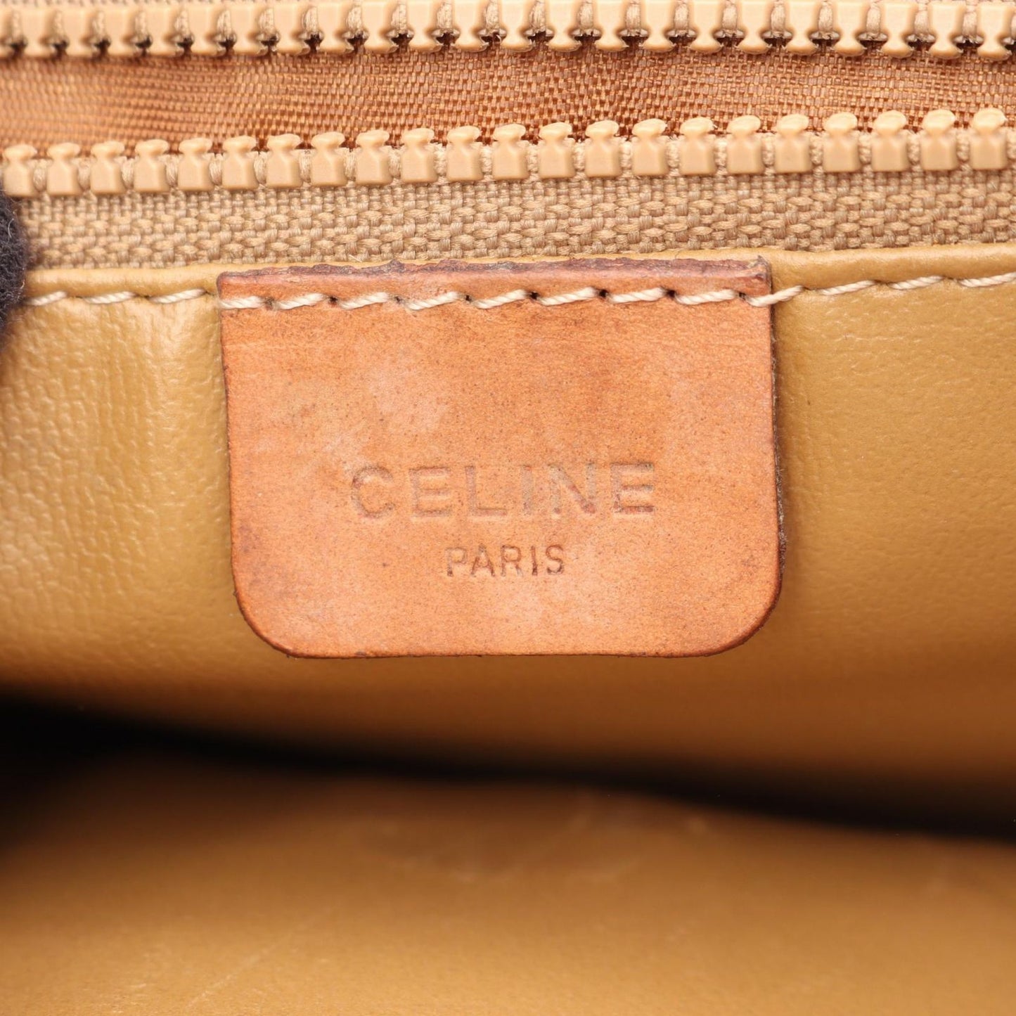 Celine Shoulder Bag Macadamia Beige Co Ting Canvas Leather — view 4
