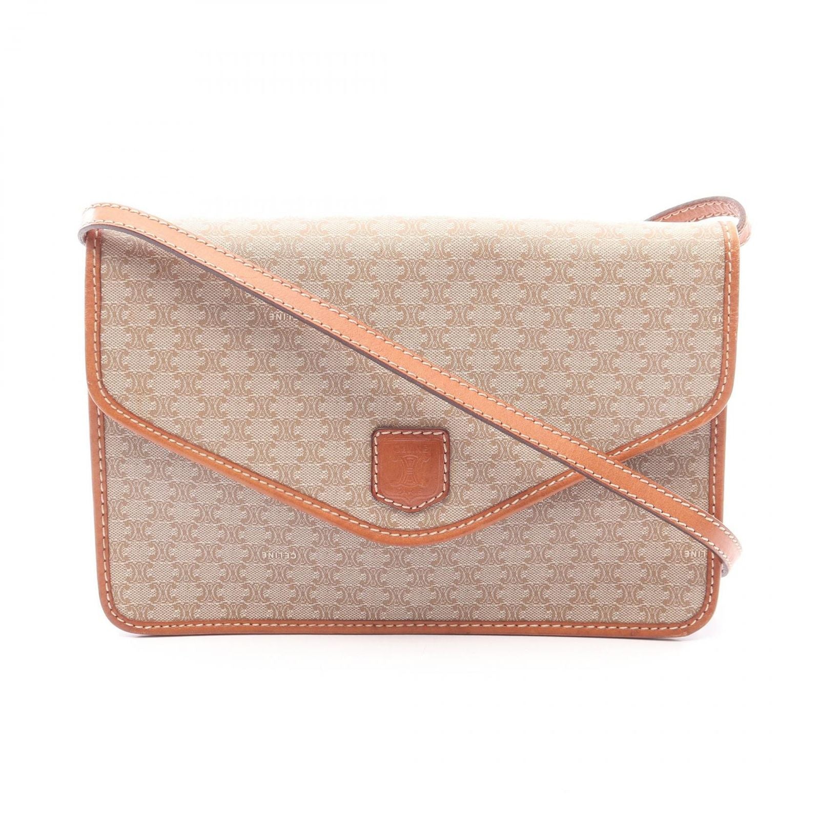 Celine Shoulder Bag Macadamia Beige Co Ting Canvas Leather