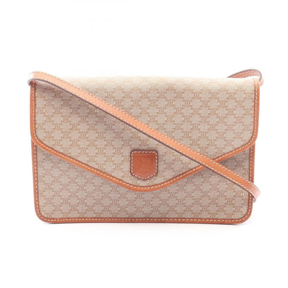 Celine Shoulder Bag Macadamia Beige Co Ting Canvas Leather