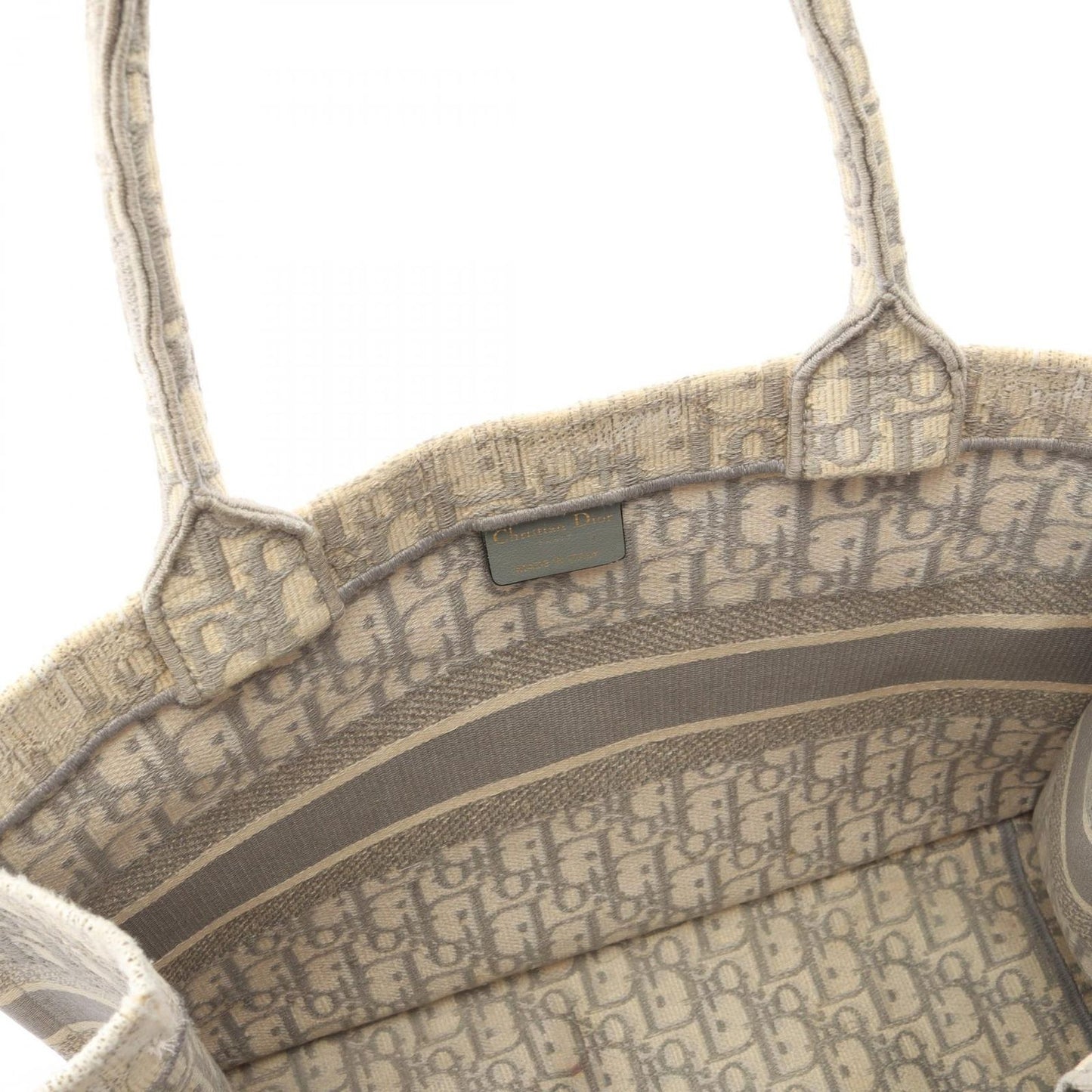 Dior le Tote Book Ivory Gray Canvas Oblique Koo Boog Ready — view 5